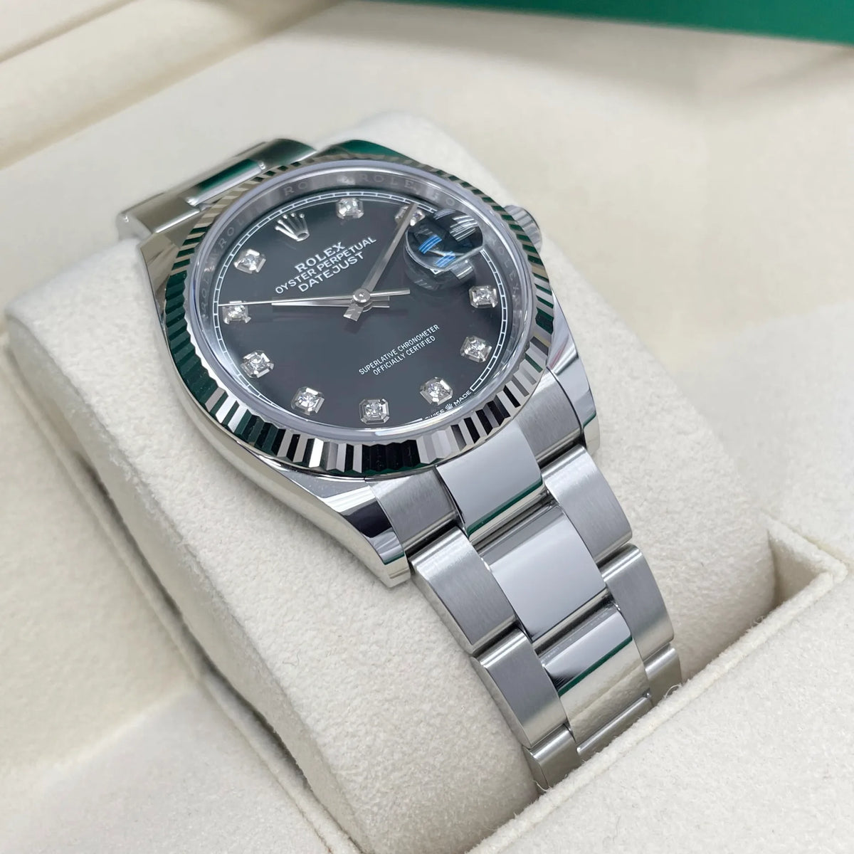 【1:1 Super Clone】   Datejust 36mm 126234 Black Diamond Dial Stainless Steel Oyster Mens Watch