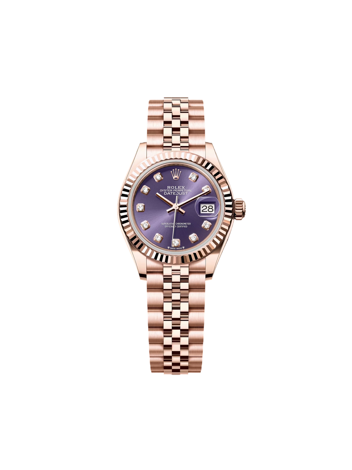 【1:1 Super Clone】 Lady-Datejust 28mm 279175 Aubergine Diamond-Set Dial President Everose Gold