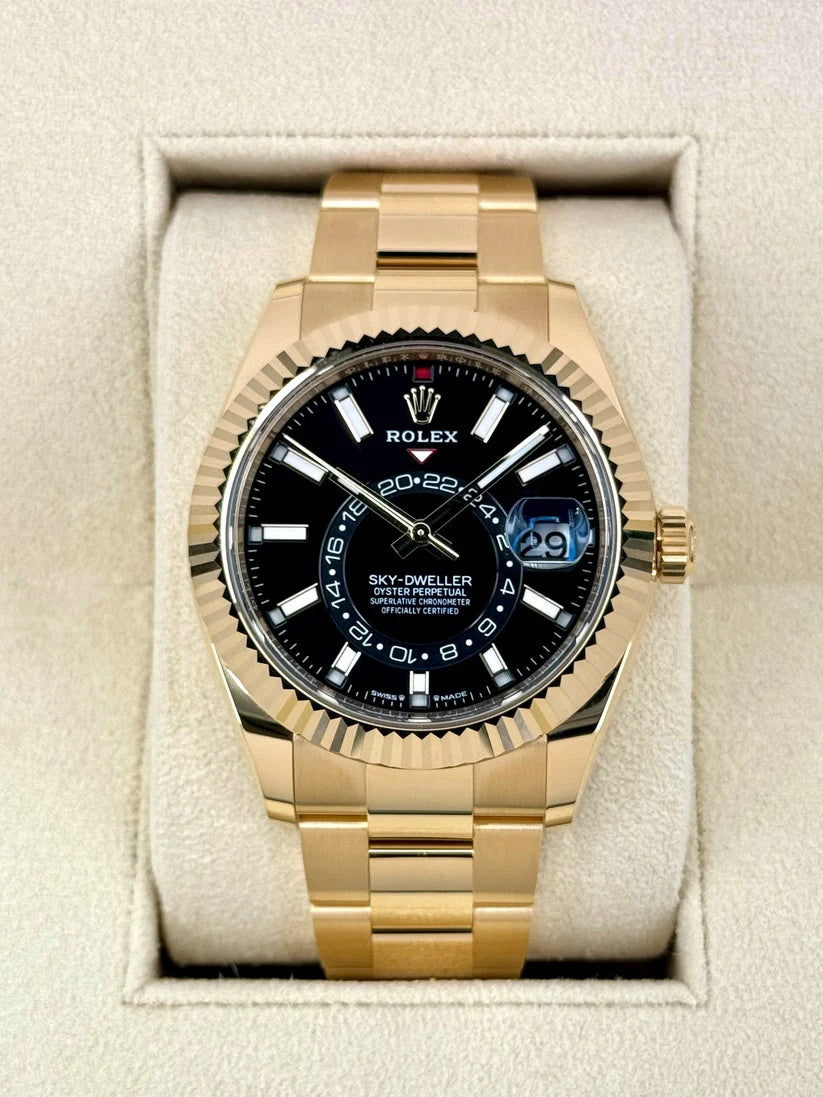 【1:1 Super Clone】  Sky-Dweller 42mm 336938-0002/0005 Yellow Gold Black Dial Oyster