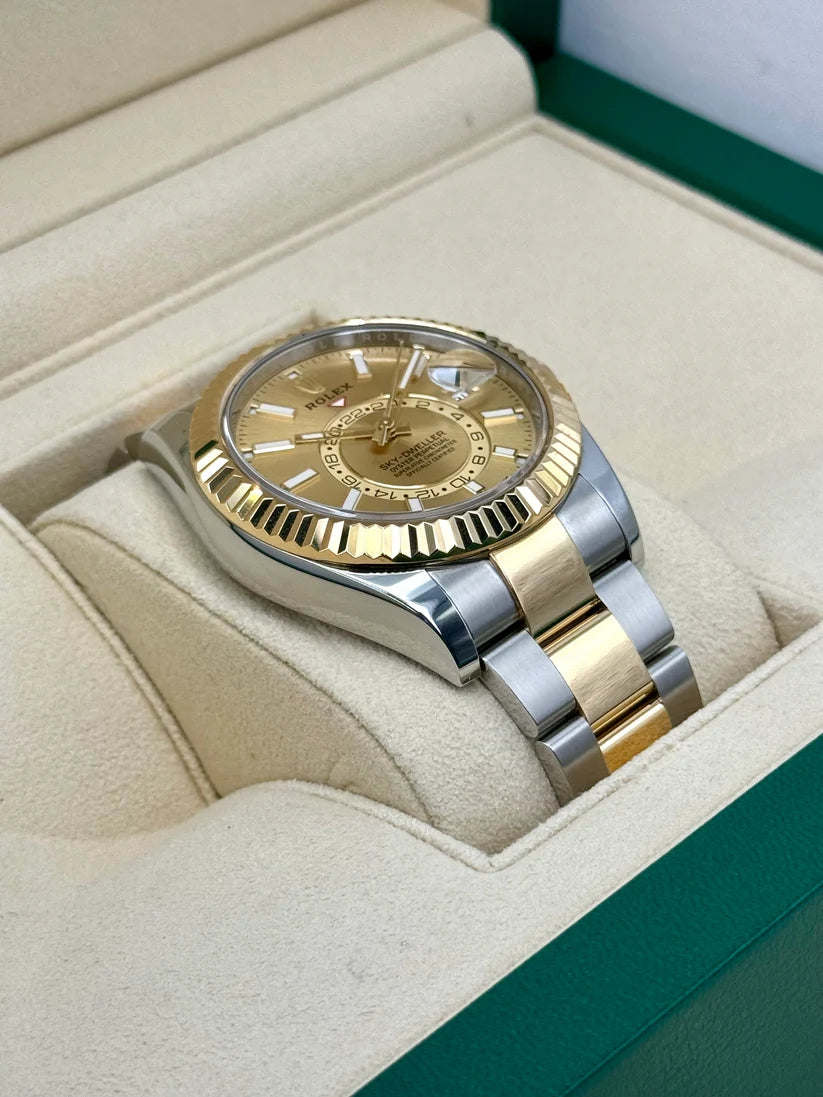 【1:1 Super Clone】  Sky-Dweller 42mm 336933-0001/0002 Two-Tone Yellow Gold Champagne Dial Oyster