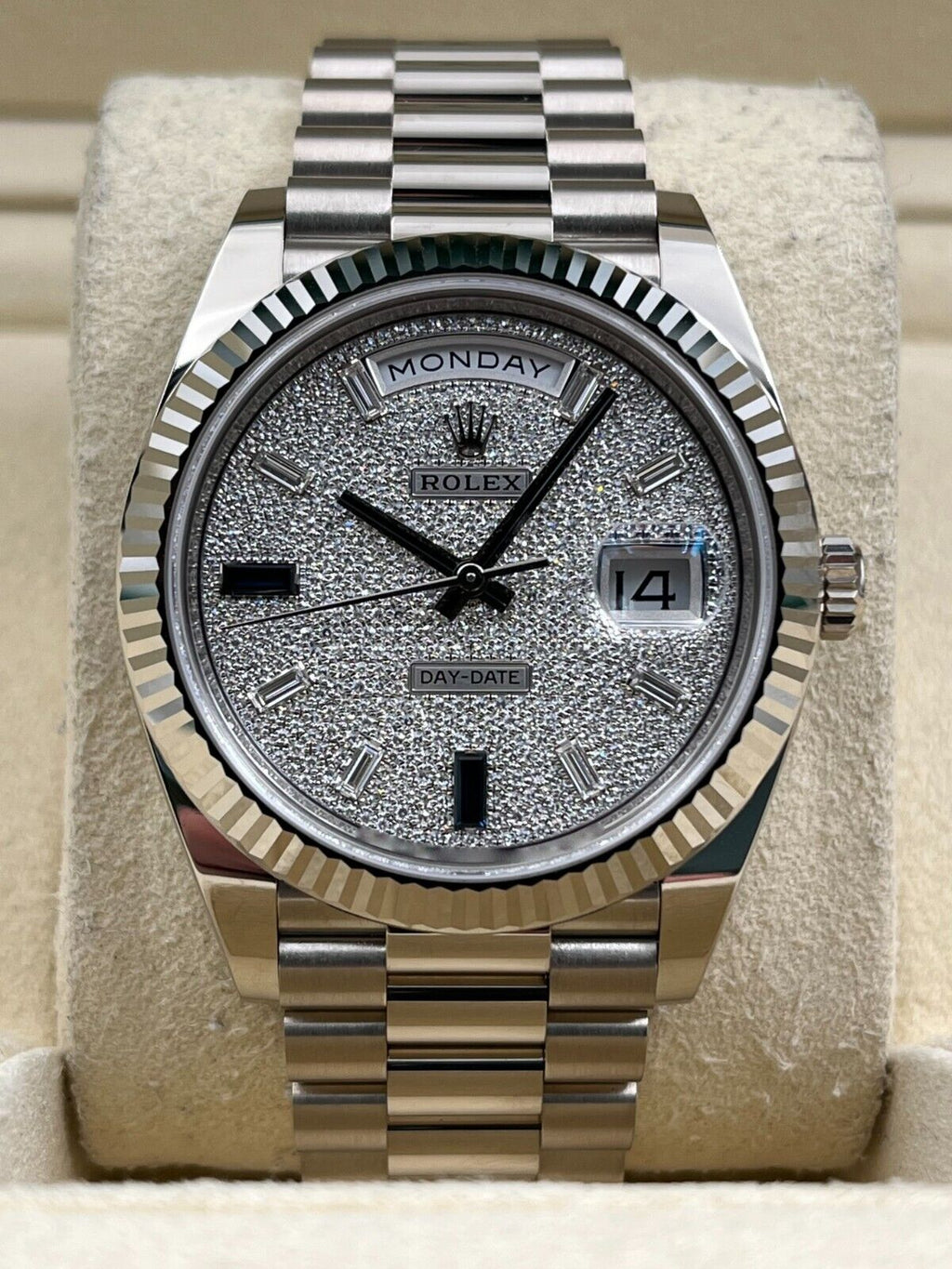 【1:1 Super Clone】  Day-Date 228236-0009 Diamonds & Sapphires Dial