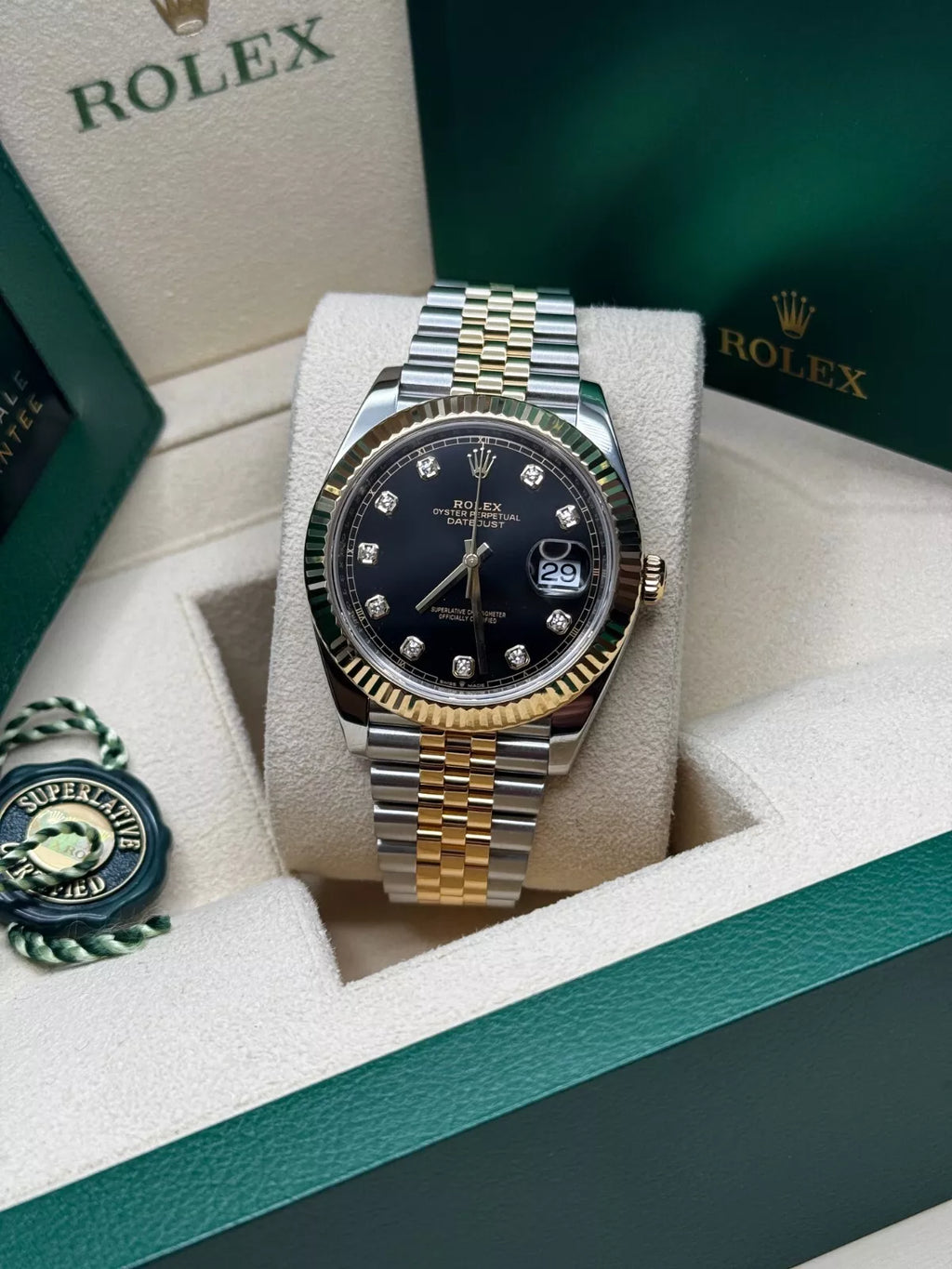 【1:1 Super Clone】  Datejust 41mm 126333 Black Diamond Jubilee Steel and Yellow Gold Men’s Watch