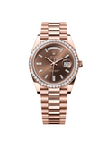 【1:1 Super Clone】  Day-Date 40mm Chocolate Baguette Diamond Dial Diamond Bezel Dial Watch 228345RBR