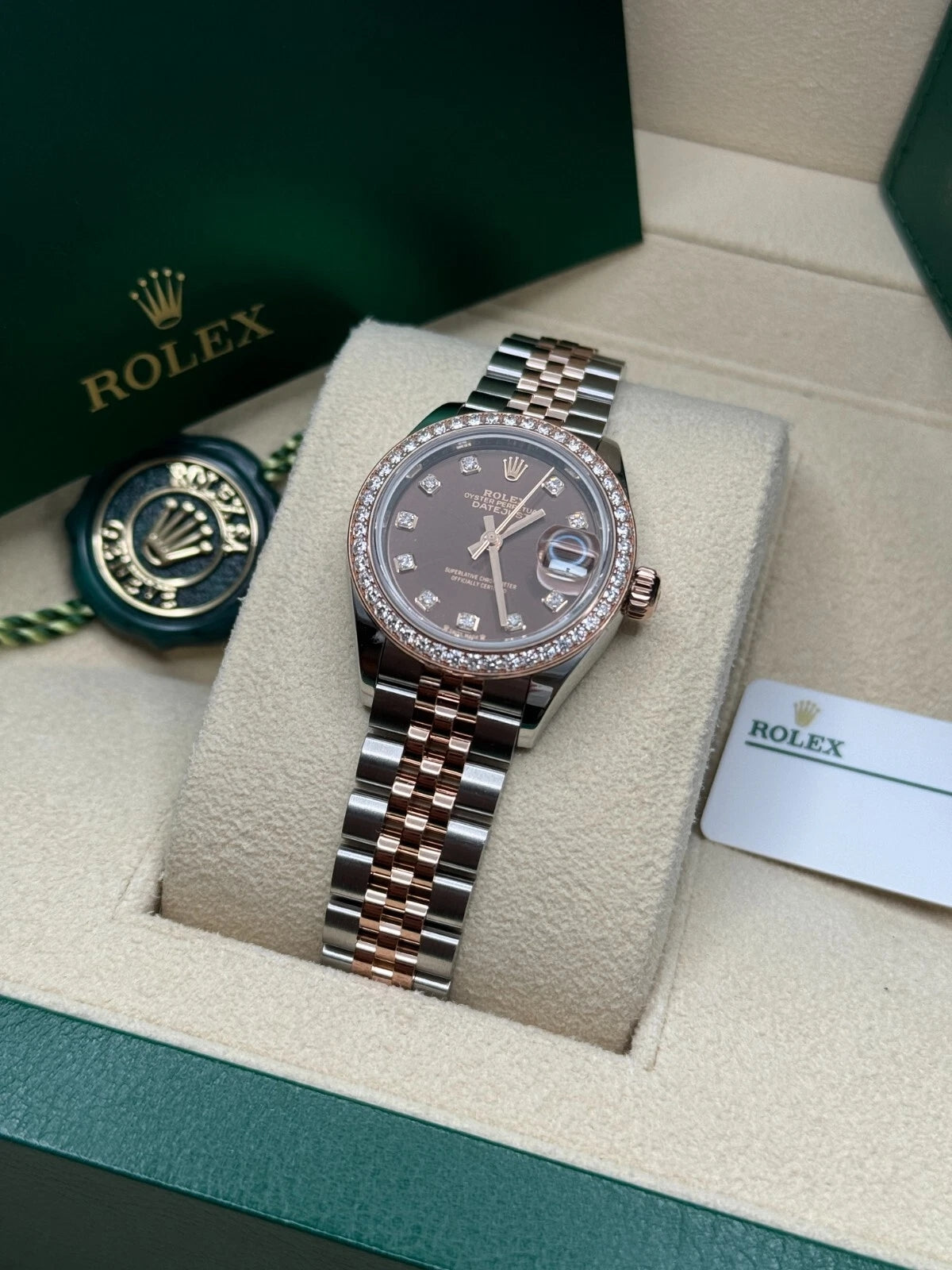 【1:1 Super Clone】 Lady-Datejust 28mm 279381RBR Chocolate Diamond Dial Oyster Bracelet