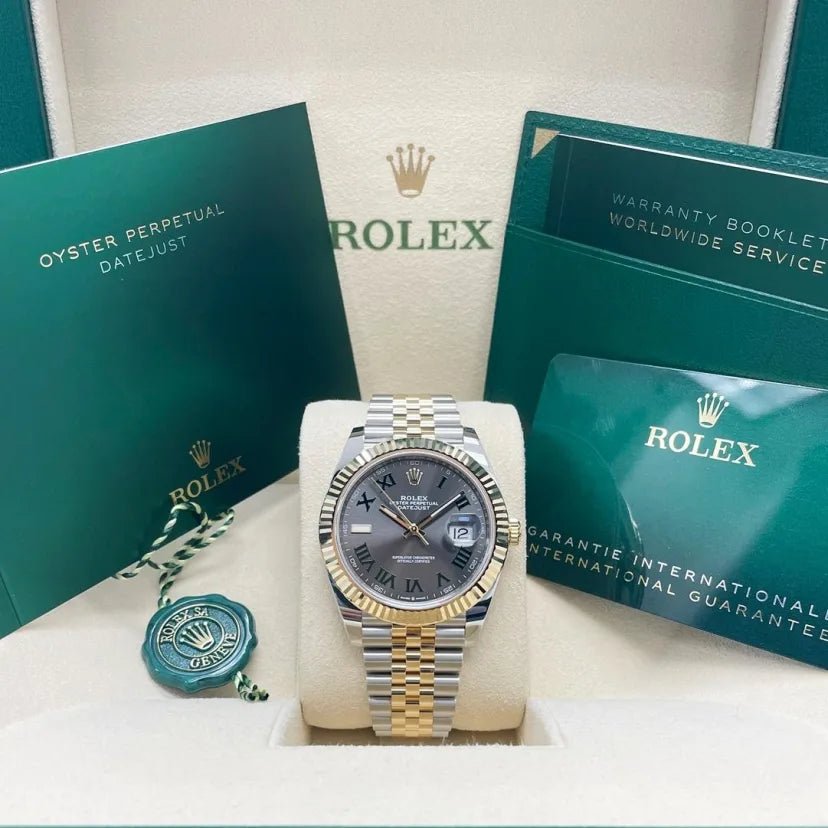 【1:1 Super Clone】  Datejust 41mm 126333 Two-Tone Yellow Gold Fluted Bezel "Wimbledon" Dial Oyster
