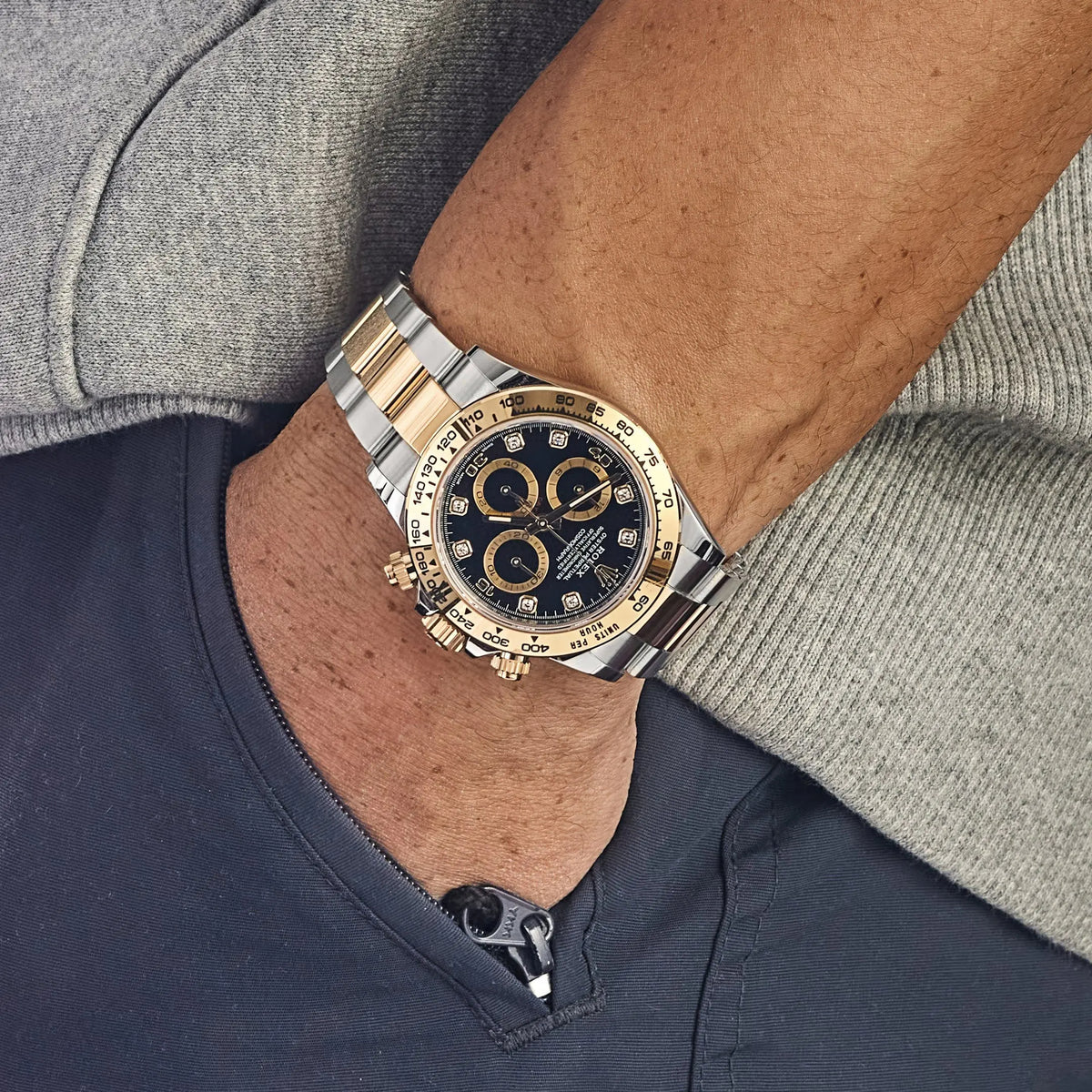 🔥Hot Sale🔥【1:1 Super Clone】Rolex Daytona 116503 Yellow Gold Stainless Steel Black Diamond Dial