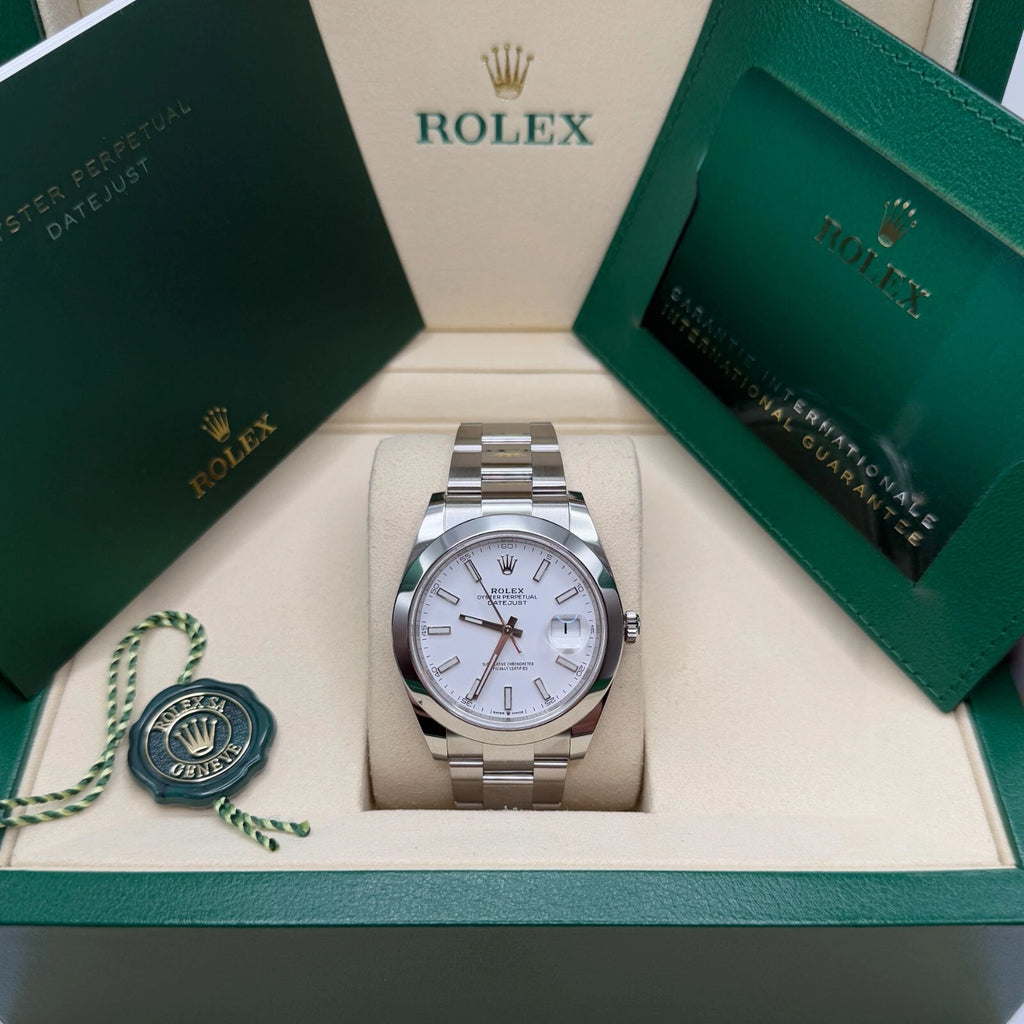 【1:1 Super Clone】  Datejust 41mm 126300 White Index Oyster Stainless Steel Watch