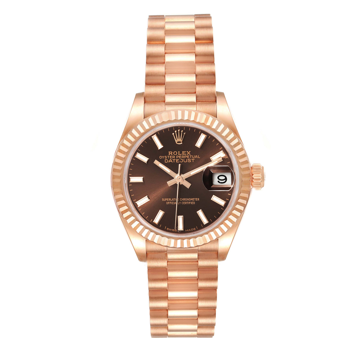 【1:1 Super Clone】 Lady-Datejust 28mm 279175 Chocolate Dial President Everose Gold