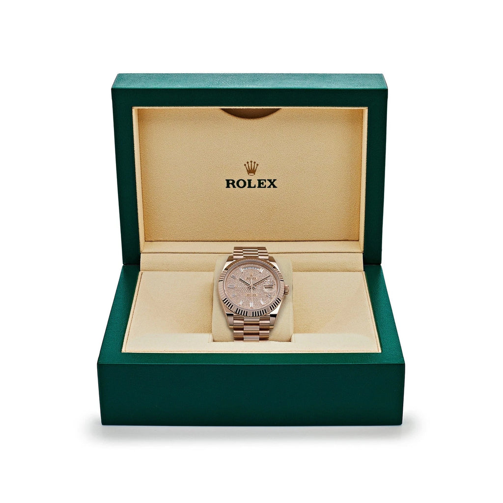 【1:1 Super Clone】  Day-Date "President" 40mm Everose Gold Diamond Pave Dial - 228235