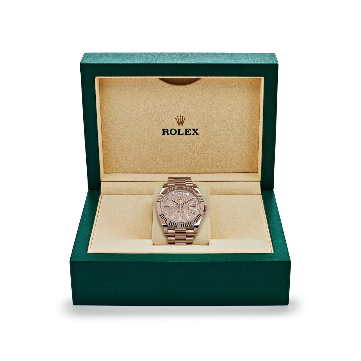 【1:1 Super Clone】  Day-Date "President" 40mm Everose Gold Diamond Pave Dial - 228235