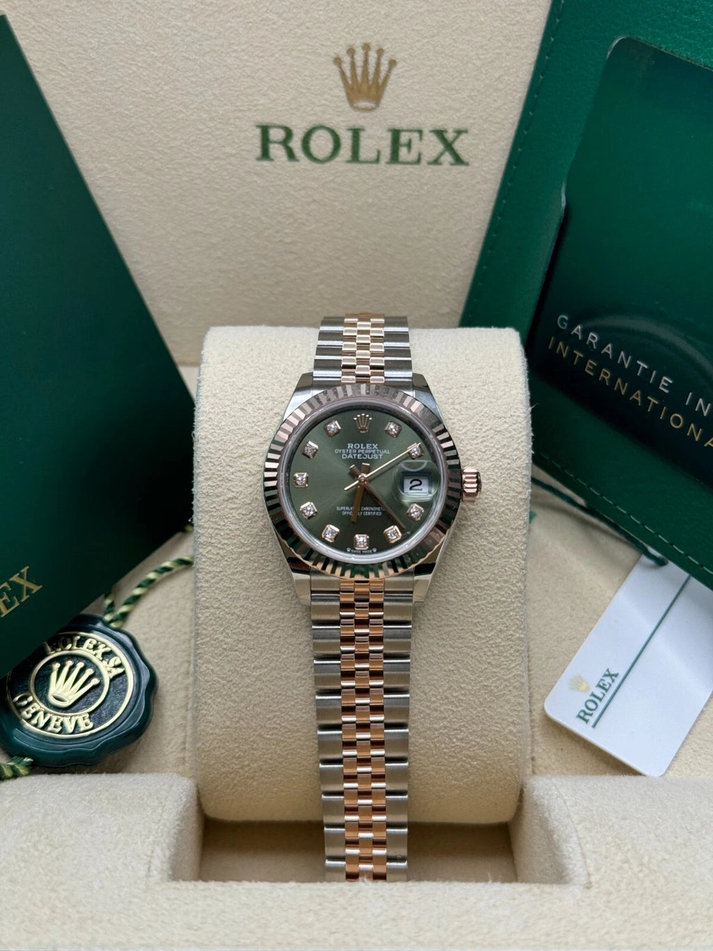 【1:1 Super Clone】 Lady-Datejust 28mm 279171 Green Diamond Oyster Stainless Steel and Rose Gold