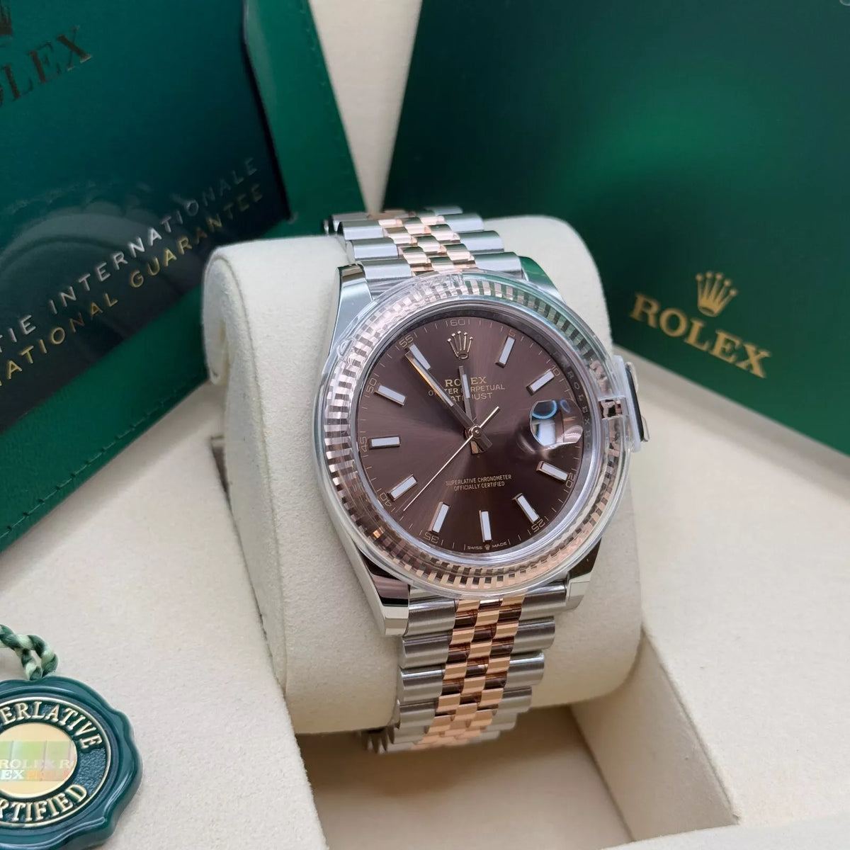 【1:1 Super Clone】 Datejust 41mm 126331 Chocolate Index Jubilee Steel and Everose Gold Watch