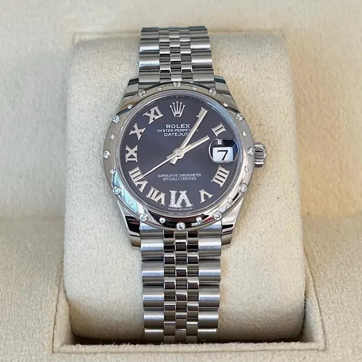【1:1 Super Clone】 Datejust m278344-0027/0028 Aubergine Diamond Dial 31mm Oyster