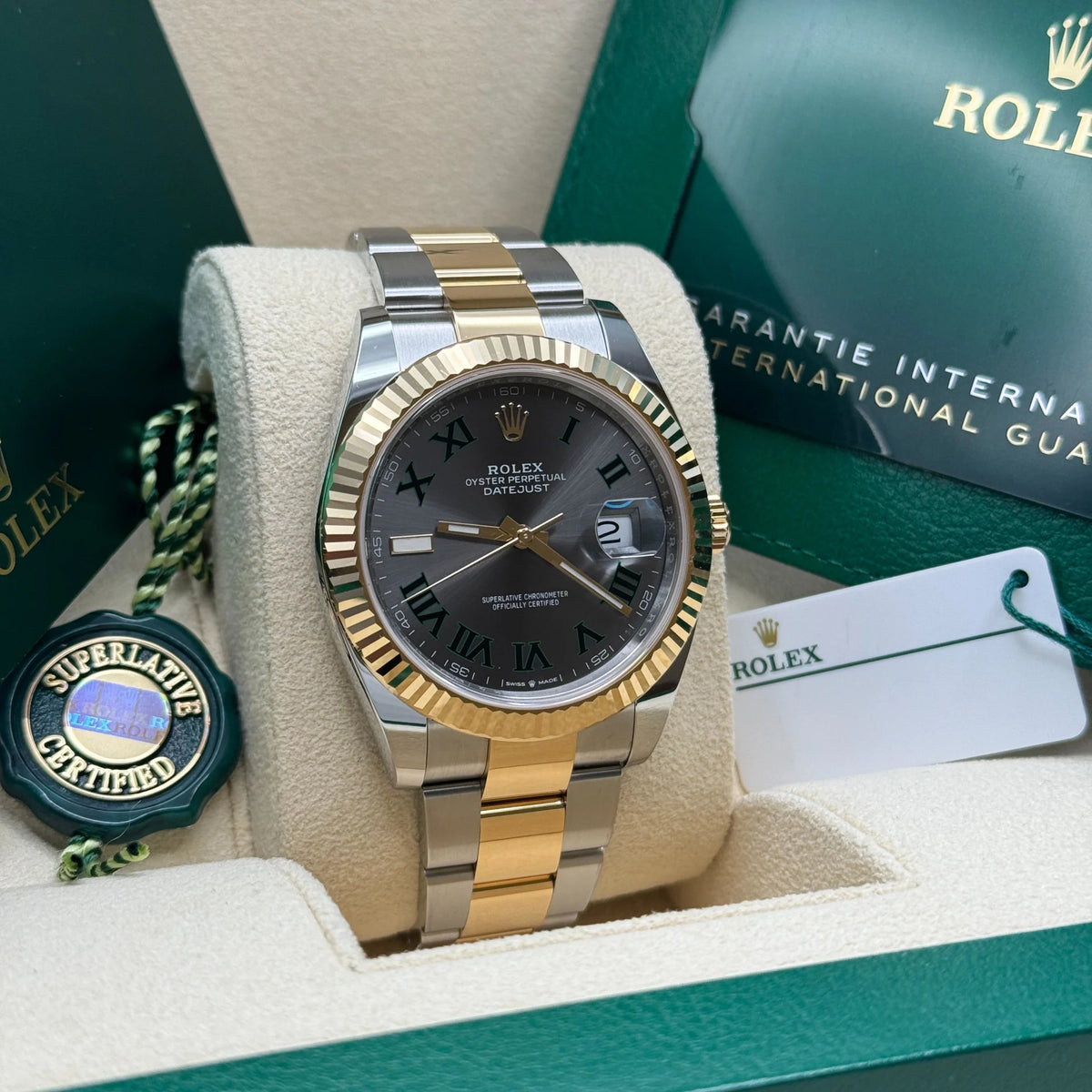 【1:1 Super Clone】  Datejust 41mm 126333 Two-Tone Yellow Gold Fluted Bezel "Wimbledon" Dial Oyster