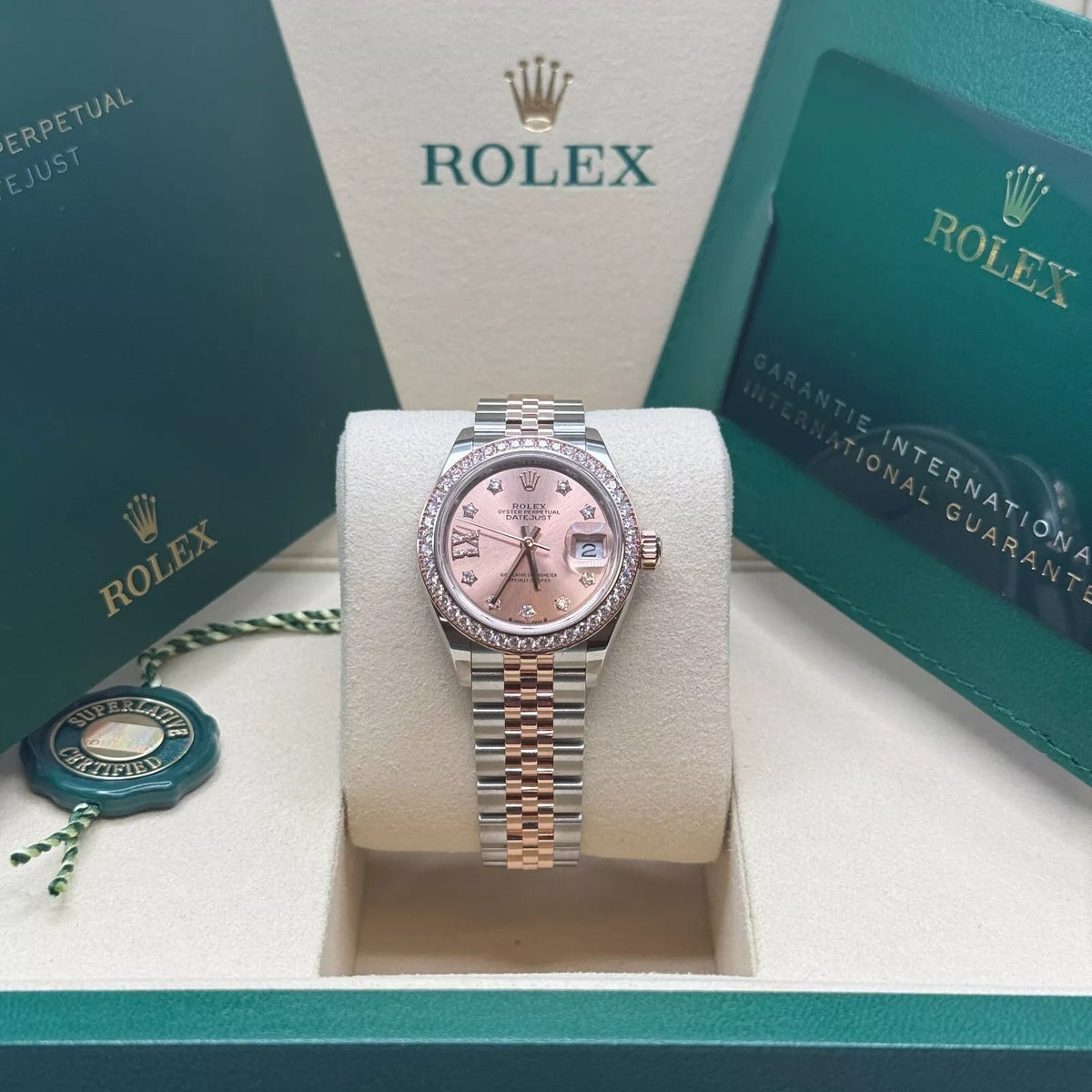 【1:1 Super Clone】 Lady-Datejust 28mm 279381RBR Rose Diamond Dial Oyster Bracelet