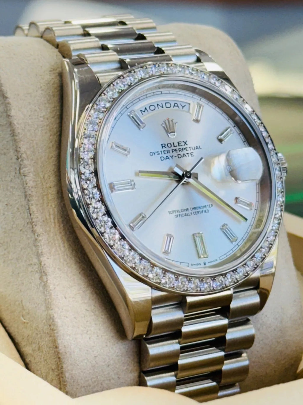 【1:1 Super Clone】 Day-Date 40mm 228349RBR-0001 Silver Dial President Bracelet