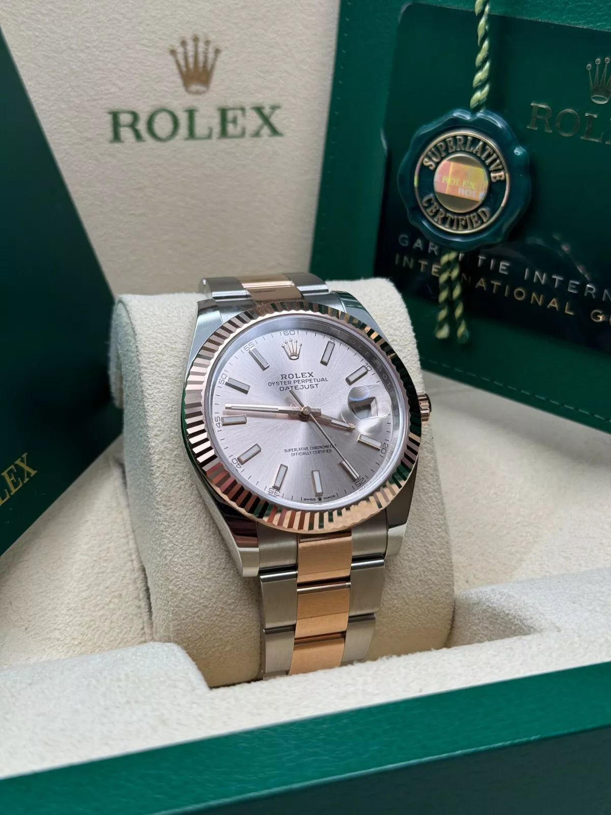 【1:1 Super Clone】 Datejust 41mm 126331 Sundust Index Oyster Steel and Everose Gold Watch