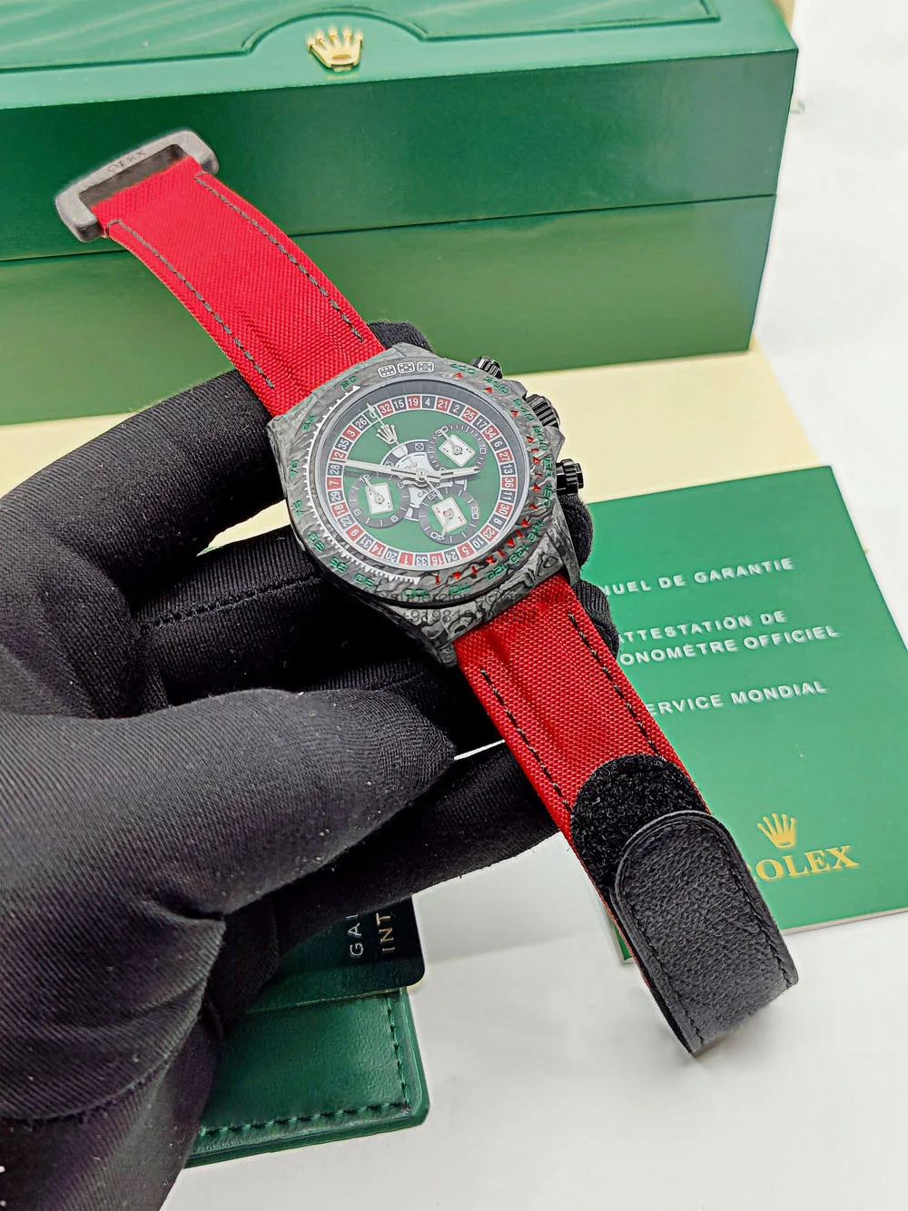【1:1 Super Clone】Rolex Cosmograph Daytona DIW Carbon Lucky Player Casino Super Clone Swiss Replica Watch | Custom Made Limited Edition |