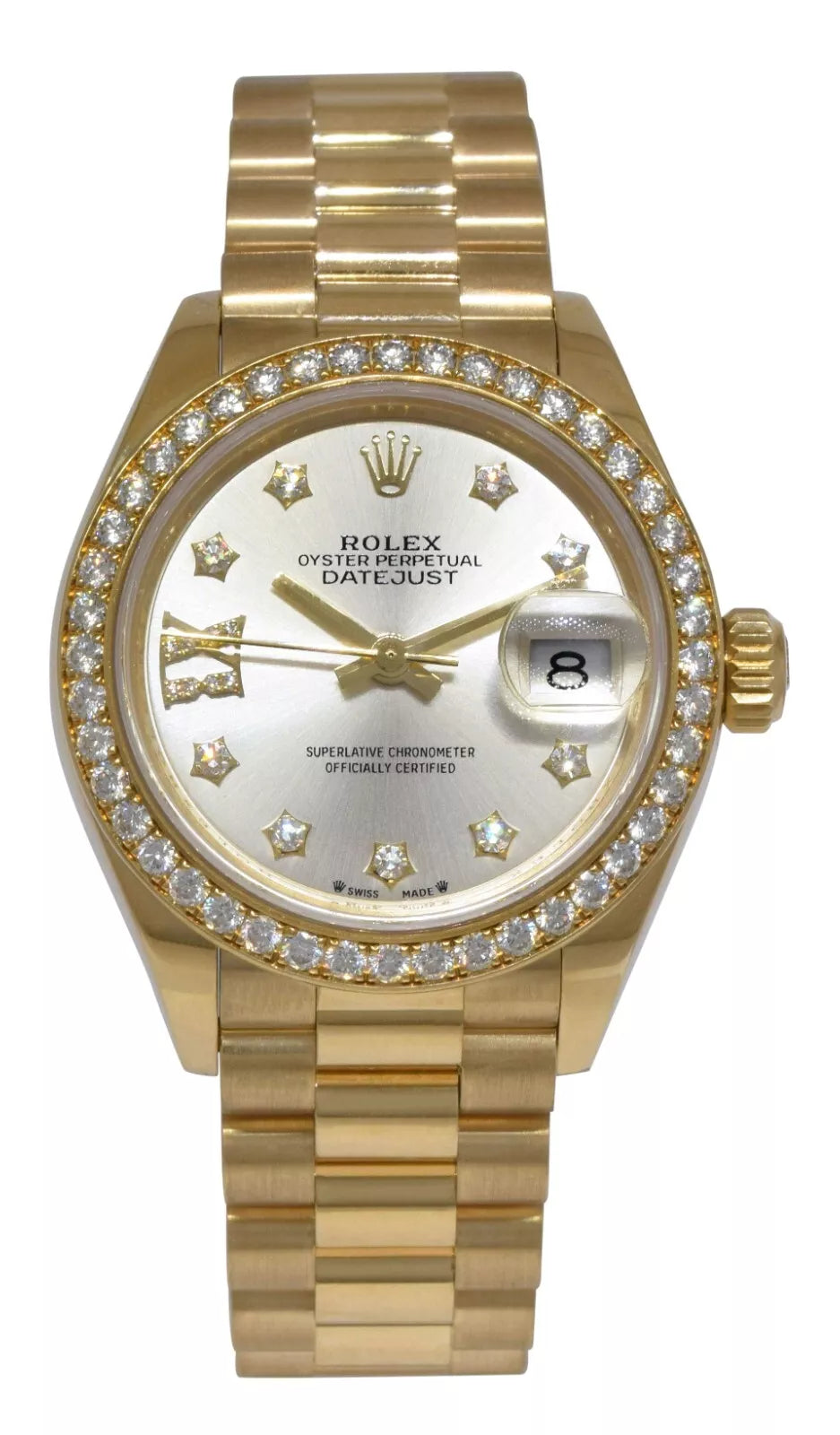 【1:1 Super Clone】 Lady-Datejust 28mm 279138RBR Silver Dial President Bracelet Watch