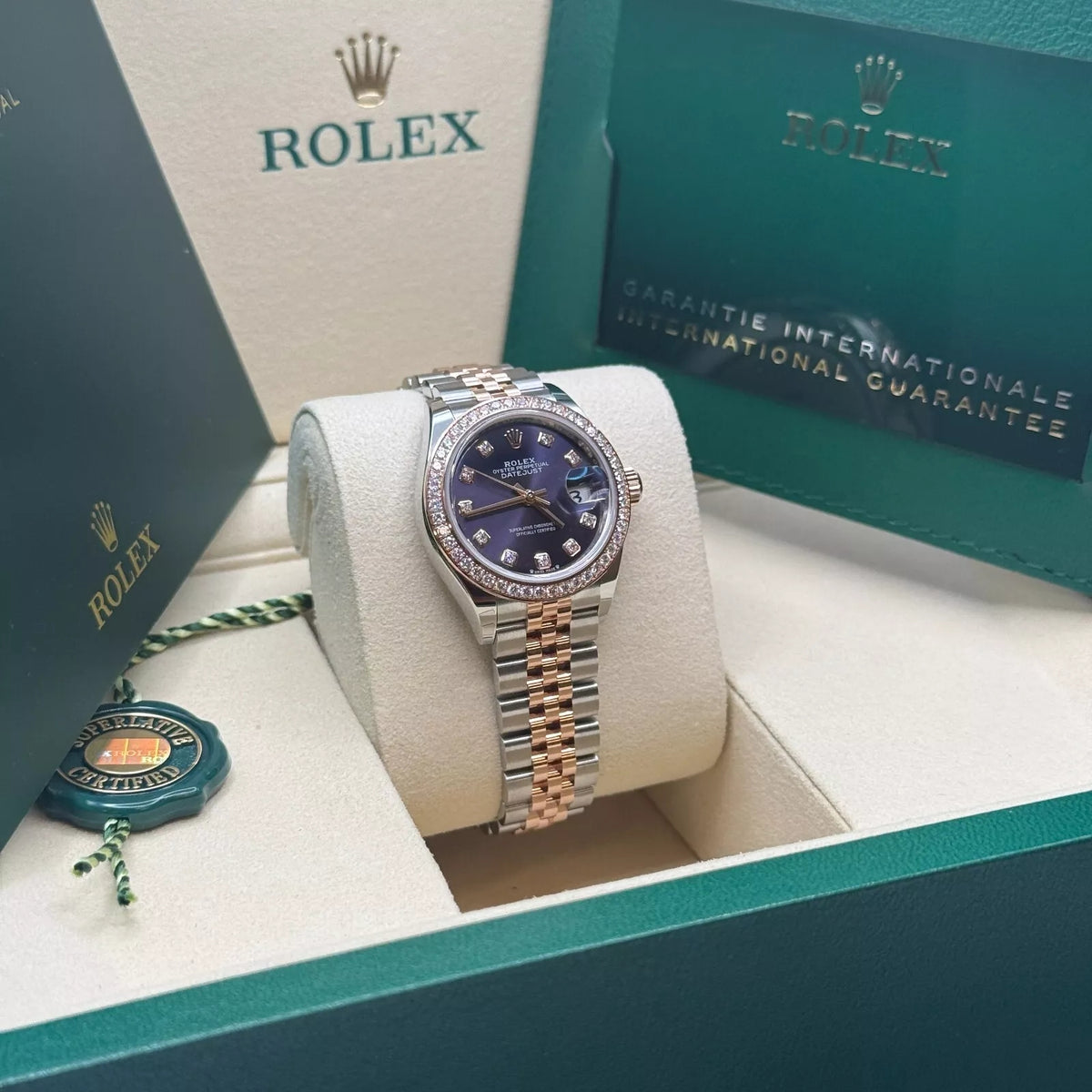 【1:1 Super Clone】 Lady-Datejust 28mm 279381RBR Aubergine Diamond Dial Oyster Bracelet