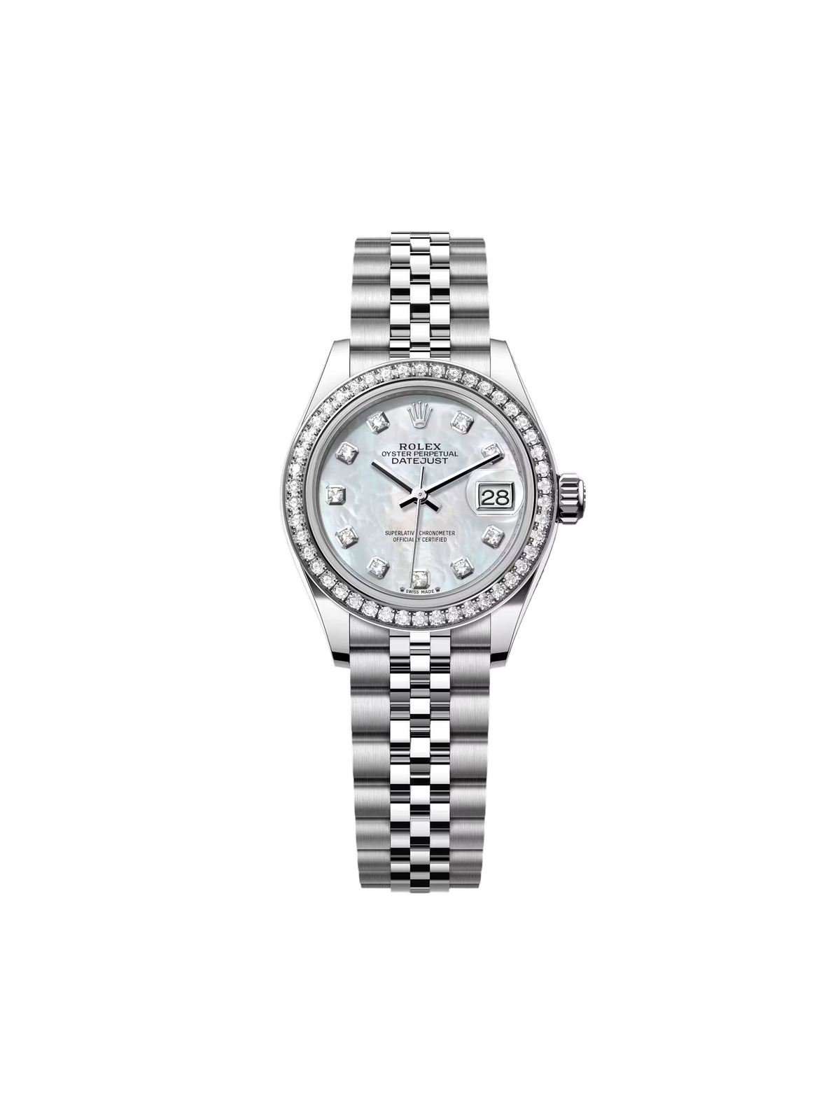 【1:1 Super Clone】 Lady-Datejust 28mm 279384RBR White Mother-of-Pearl Dial Oyster Bracelet