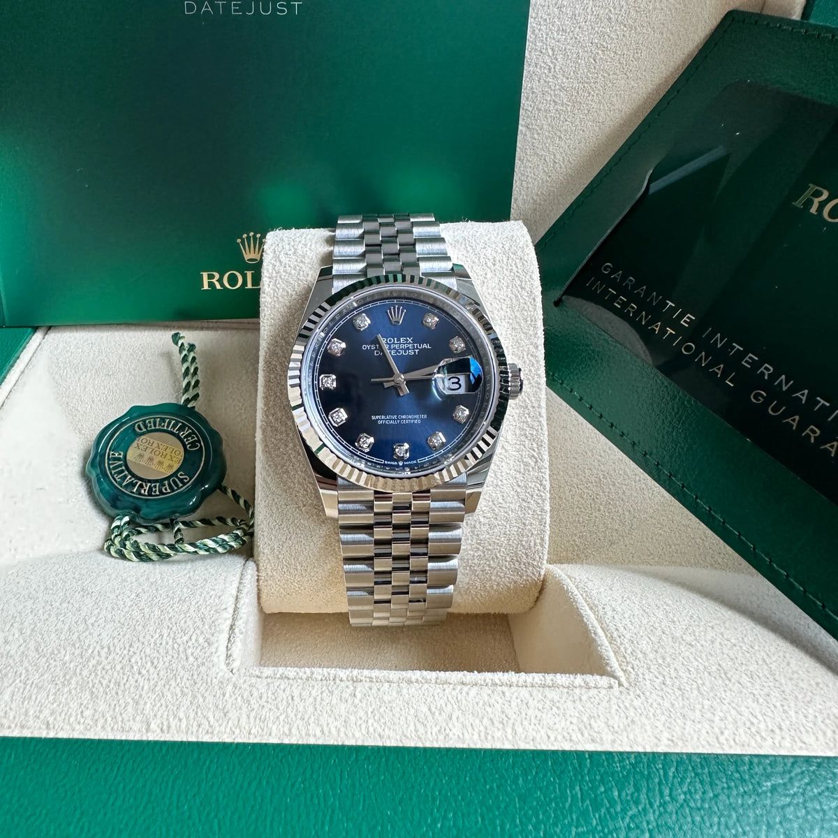 【1:1 Super Clone】  Datejust 36mm 126234 Blue Diamond Dial Stainless Steel Jubilee Mens Watch