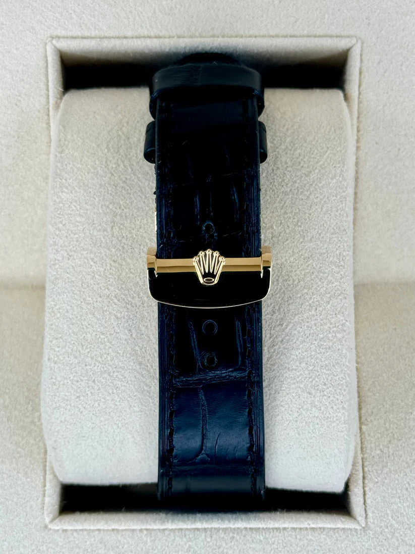 【1:1 Super Clone】Rolex 1908 Yellow Gold Black Dial Black Alligator Strap - 52508-0002