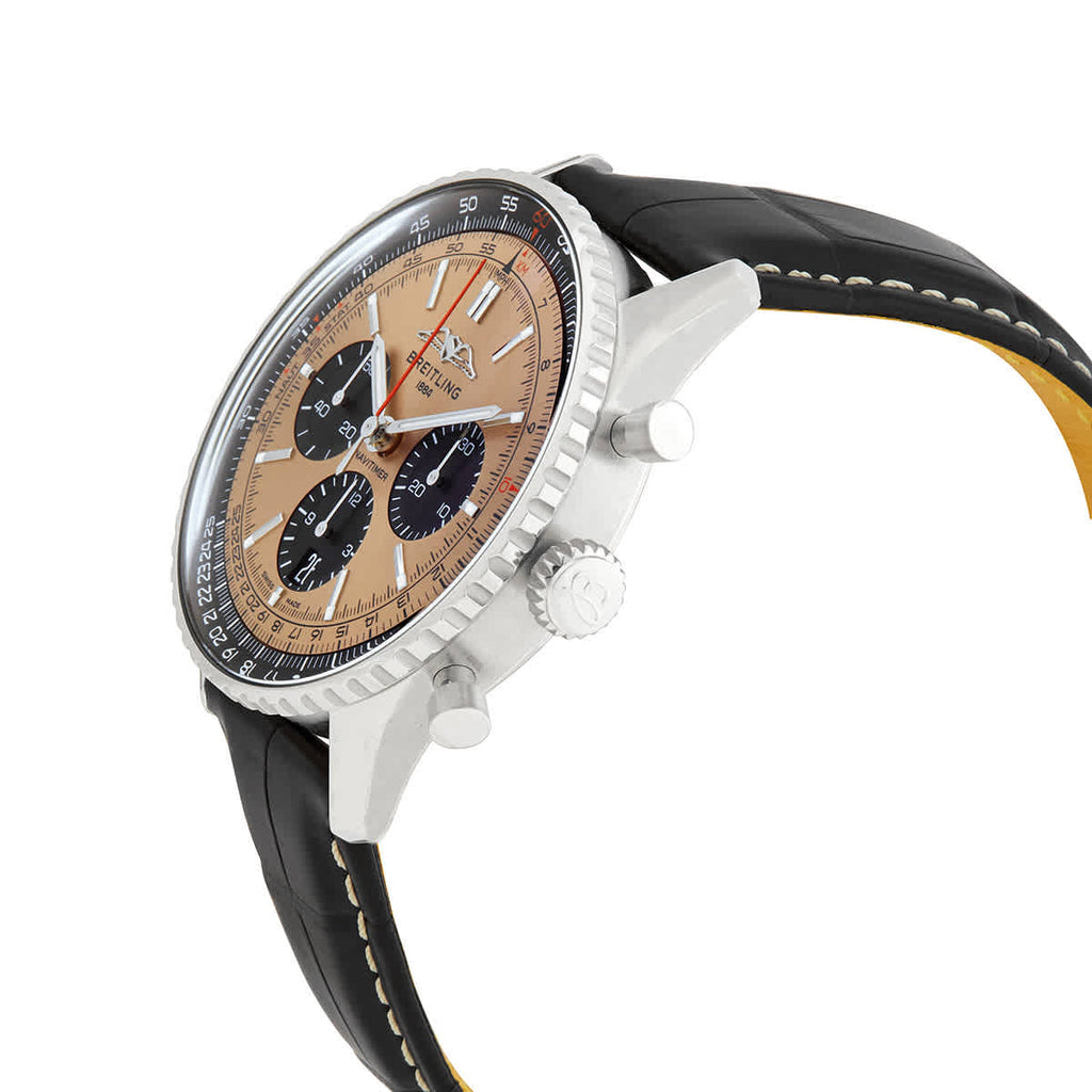 【1:1 Super Clone】Breitling Navitimer B01 Chronograph 46 Brown Dial Black Leather Strap Watch For Men - AB0138241K1P1