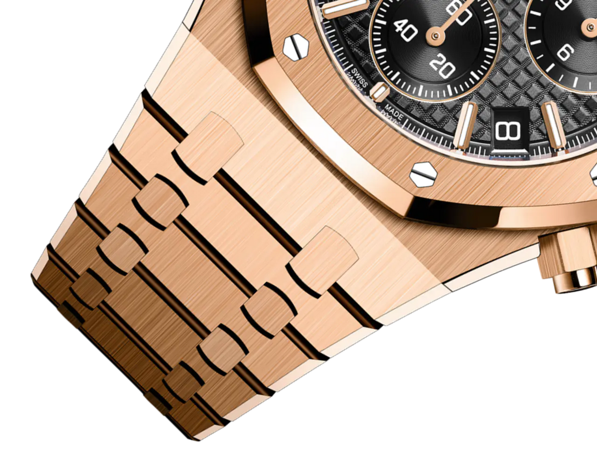 【1:1 Super Clone】A&P ROYAL OAK Pink Gold Black Dial CHRONOGRAPH 41mm