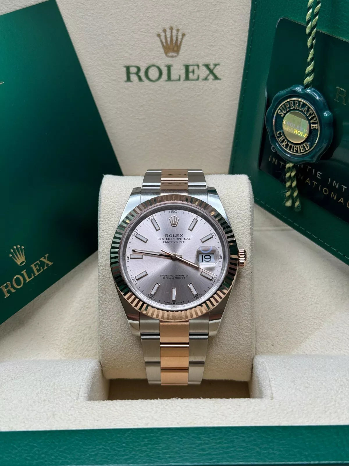 【1:1 Super Clone】 Datejust 41mm 126331 Sundust Index Oyster Steel and Everose Gold Watch