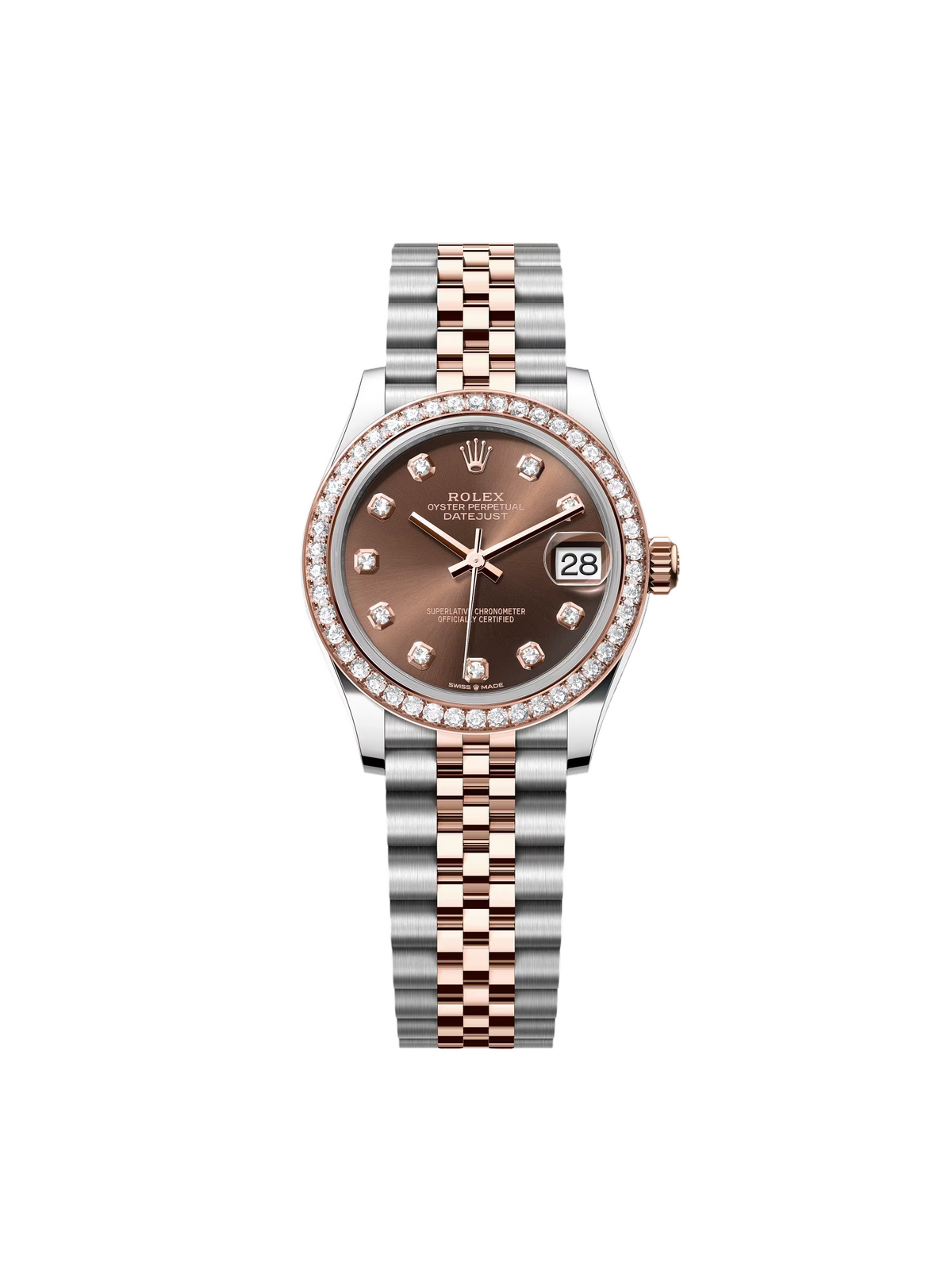 【1:1 Super Clone】 Datejust m278381-0027/0028 Chocolate Diamond 31mm Dial Diamond-Set Bezel and Oyster Bracelet Watch