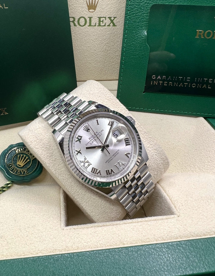 【1:1 Super Clone】  Datejust 36mm 126234 White Roman Dial Oyster Stainless Steel Mens