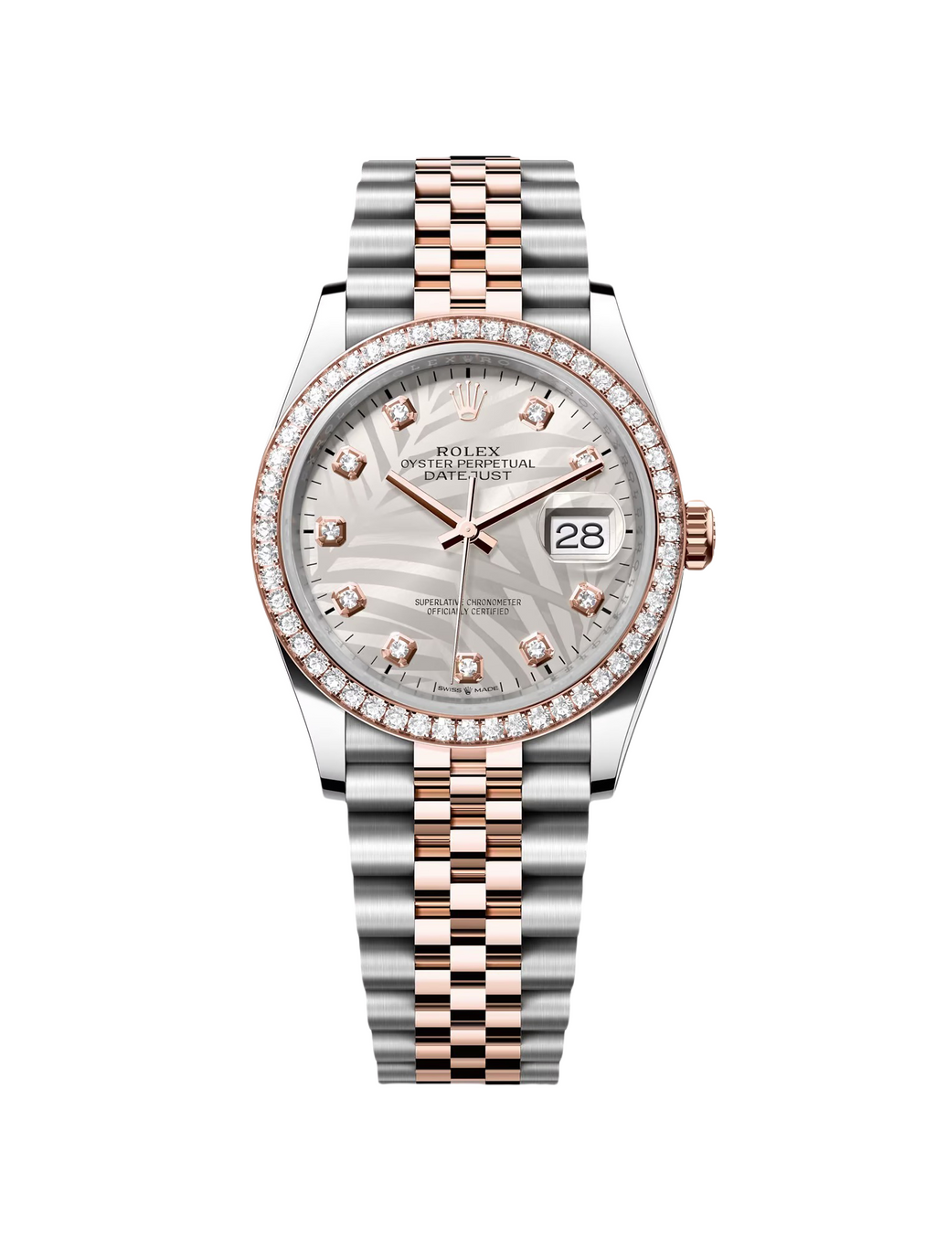 【1:1 Super Clone】  Datejust 36mm 126281 Silver Palm Motif Diamond Dial Oyster Bracelet