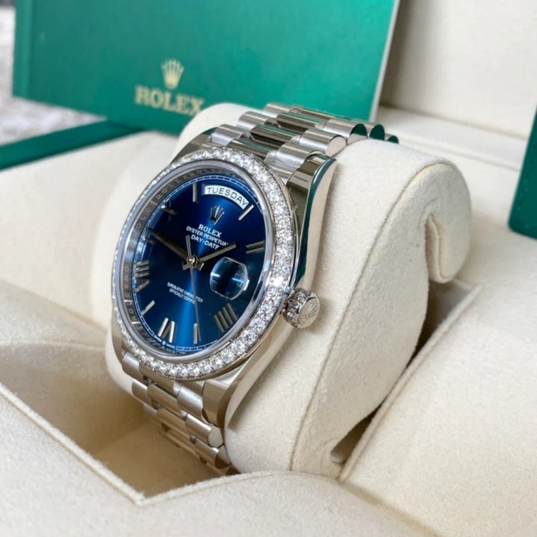 【1:1 Super Clone】  Day-Date 40mm 228349RBR-0005 Bright Blue Dial President Bracelet