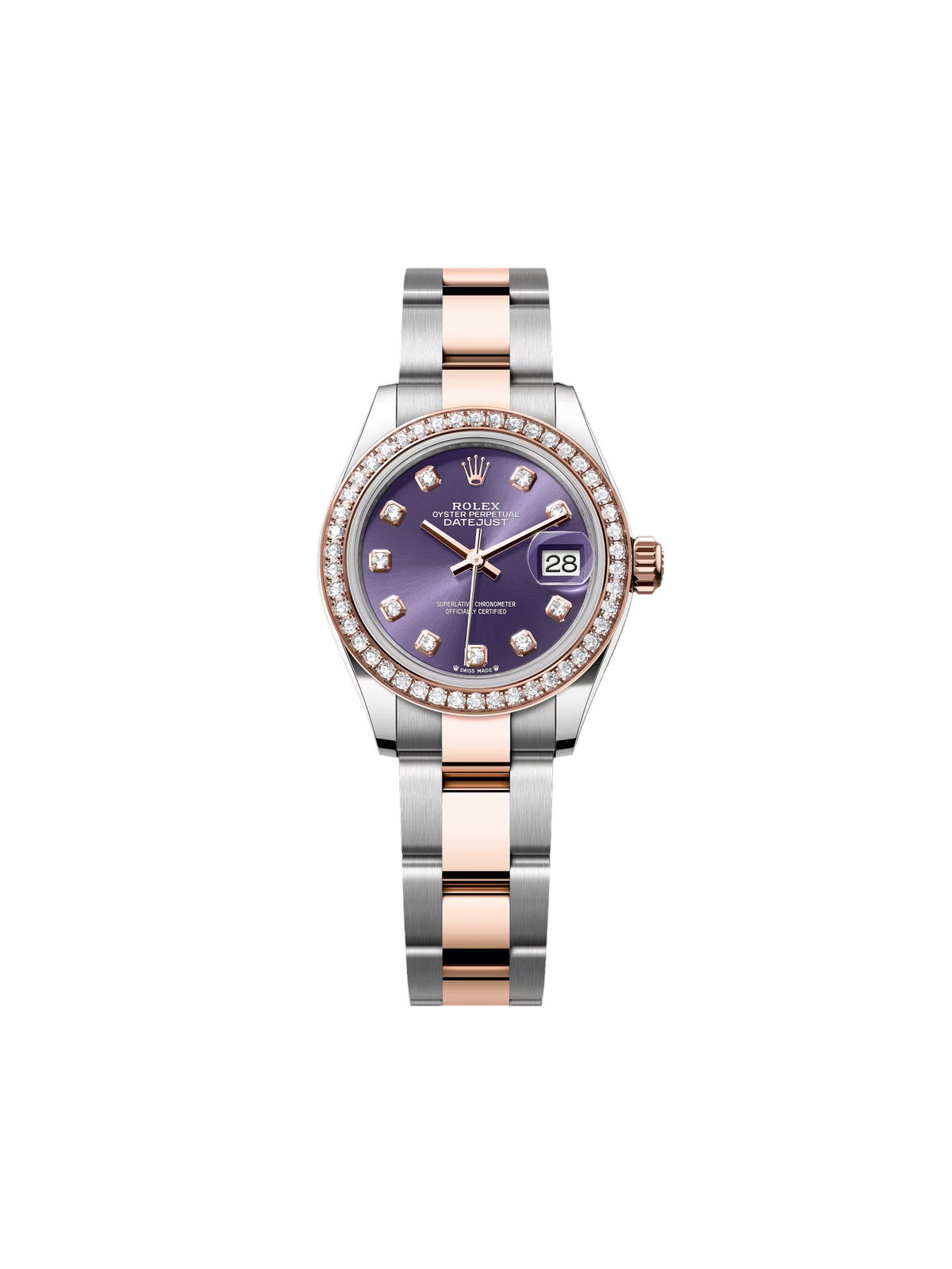 【1:1 Super Clone】 Lady-Datejust 28mm 279381RBR Aubergine Diamond Dial Oyster Bracelet