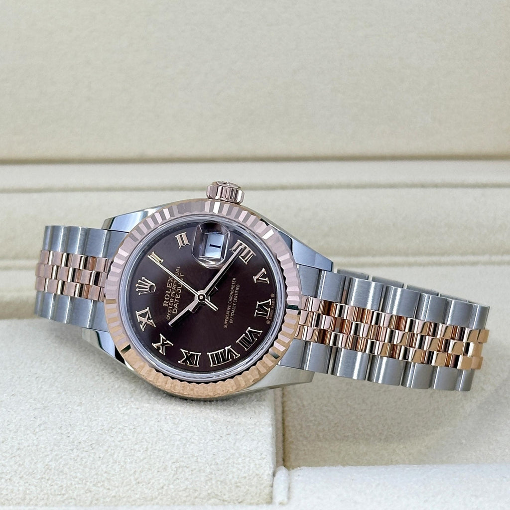 【1:1 Super Clone】 Lady-Datejust 28mm 279171 Chocolate Roman Oyster Stainless Steel and Rose Gold