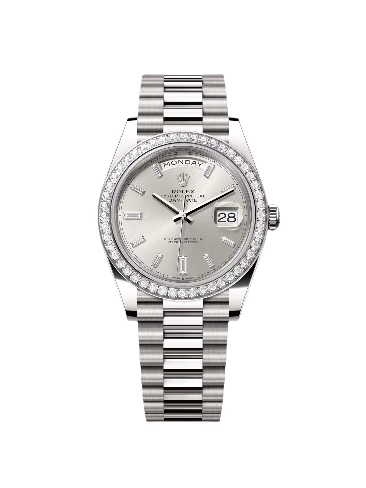【1:1 Super Clone】 Day-Date 40mm 228349RBR-0001 Silver Dial President Bracelet