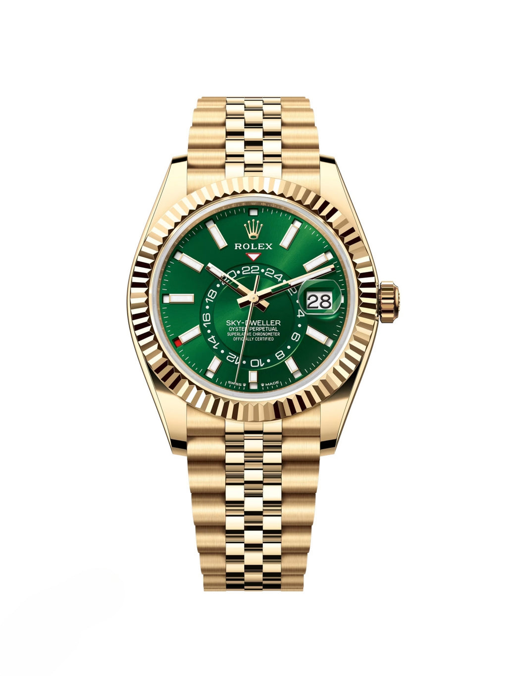 【1:1 Super Clone】  Sky-Dweller 42mm 336938-0007/0008 Yellow Gold Bright Green Dial Jubilee