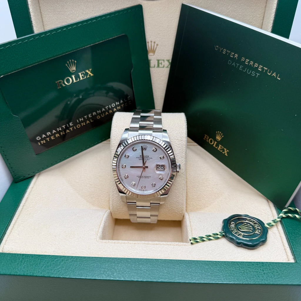 【1:1 Super Clone】  Datejust 41 Mother of Pearl Diamond Stainless Steel Fluted Oyster - 126334