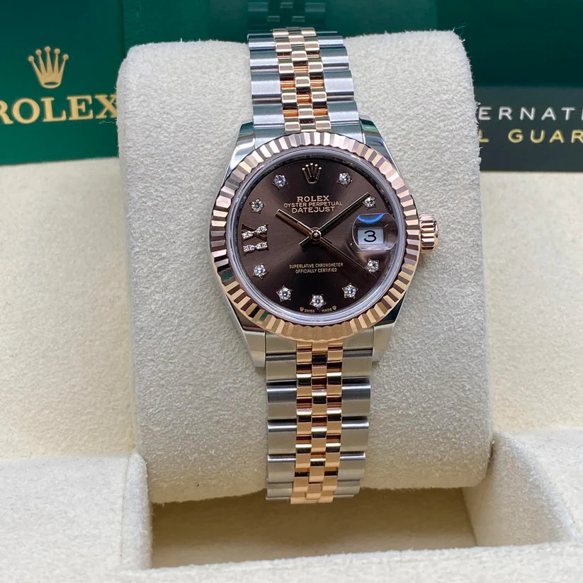 【1:1 Super Clone】 Lady-Datejust 28mm 279171 Chocolate Diamond Set Oyster Stainless Steel and Rose Gold