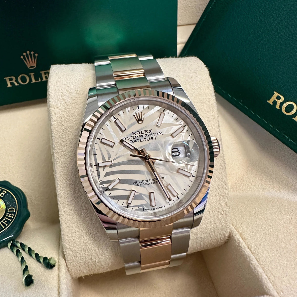 【1:1 Super Clone】  Datejust 36mm 126231 Silver Palm Motif Dial Oyster Bracelet