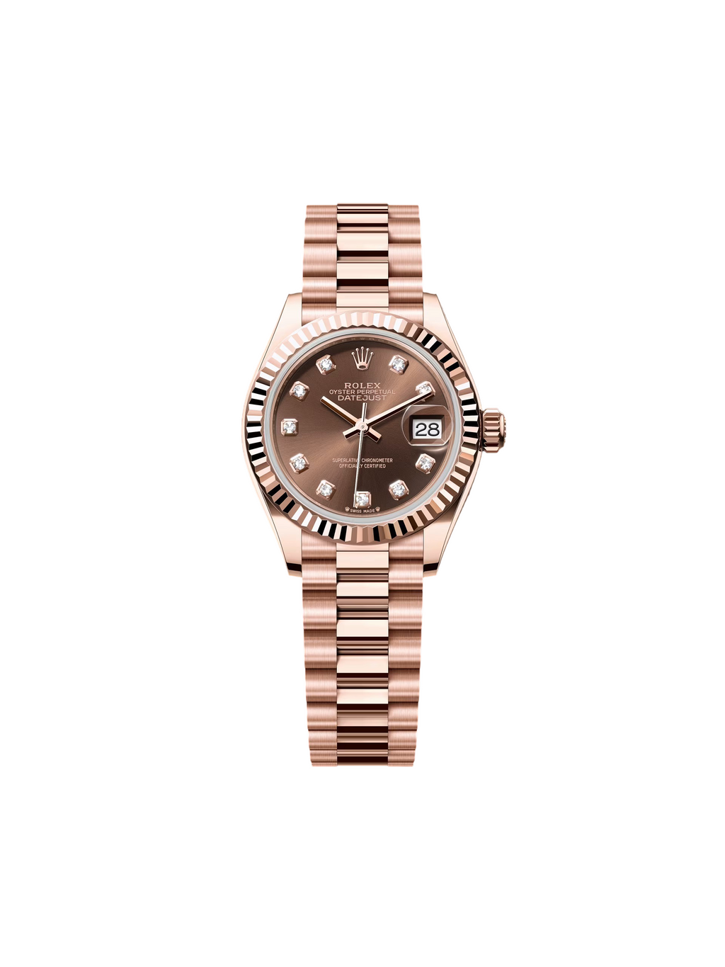 【1:1 Super Clone】 Lady-Datejust 28mm 279175 Chocolate Diamond-Set Dial President Everose Gold