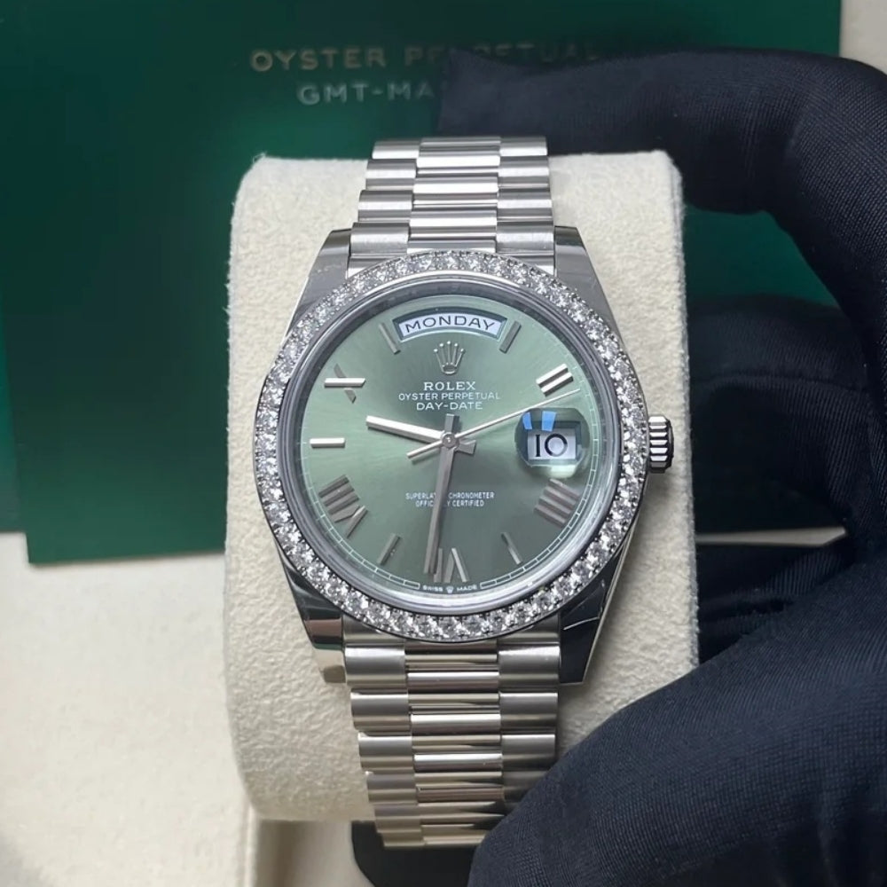 【1:1 Super Clone】  Day-Date 40mm 228349RBR-0030 Olive Green Dial President Bracelet