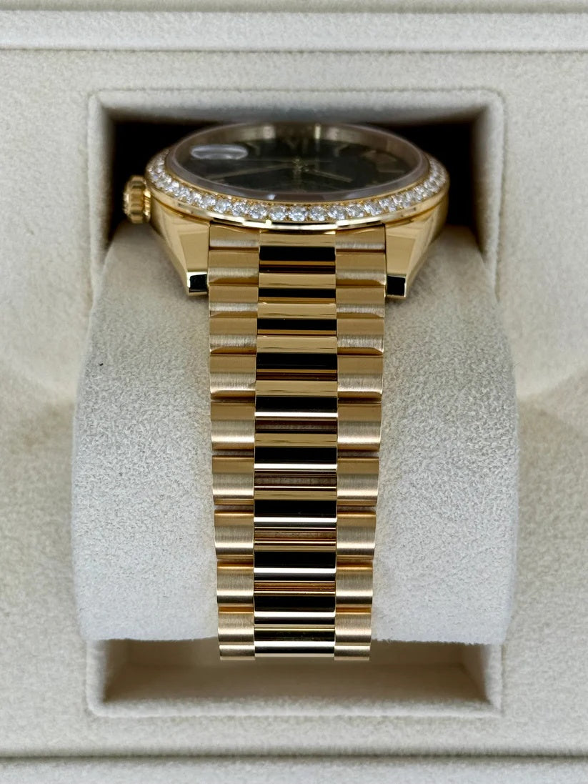 【1:1 Super Clone】 Day-Date "President" 40mm Yellow Gold Green Ombre Dial Diamond Bezel - 228348rbr