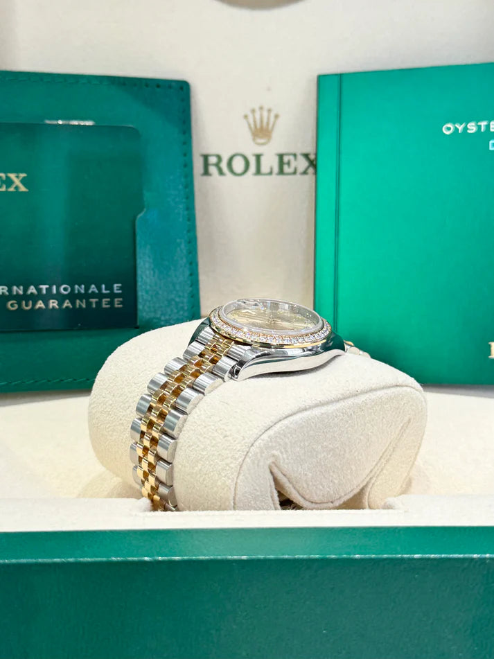 【1:1 Super Clone】 Lady-Datejust 28mm 279383RBR Champagne Diamond Dial Yellow Rolesor Oyster Bracelet