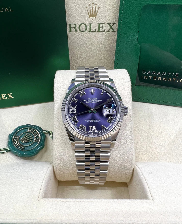 【1:1 Super Clone】  Datejust 36mm 126234 Datejust Aubergine Purple Diamond Roman Oyster Stainless Steel