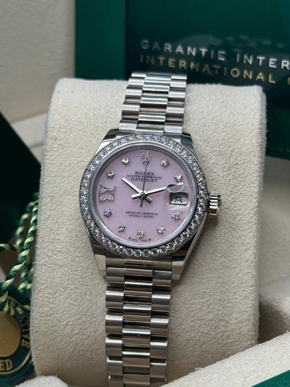 【1:1 Super Clone】 Lady-Datejust 28mm 279139RBR Pink Opal Diamond Dial and Diamond Bezel White Gold Bracelet
