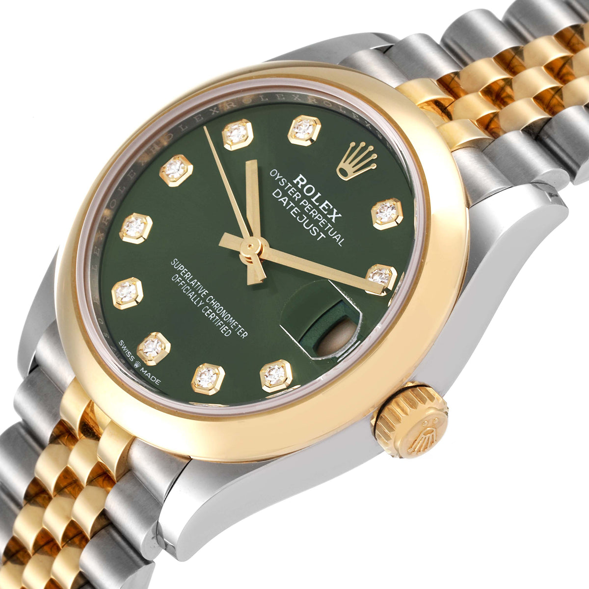 【1:1 Super Clone】 Datejust m278243-0029/0030 31mm Olive Green Dial Yellow Rolesor Oyster Watch
