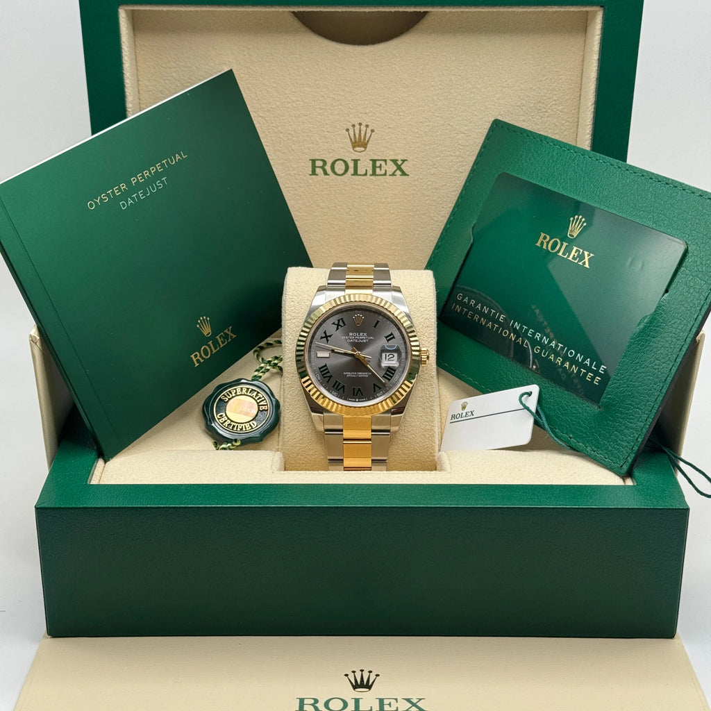 【1:1 Super Clone】  Datejust 41mm 126333 Two-Tone Yellow Gold Fluted Bezel "Wimbledon" Dial Oyster