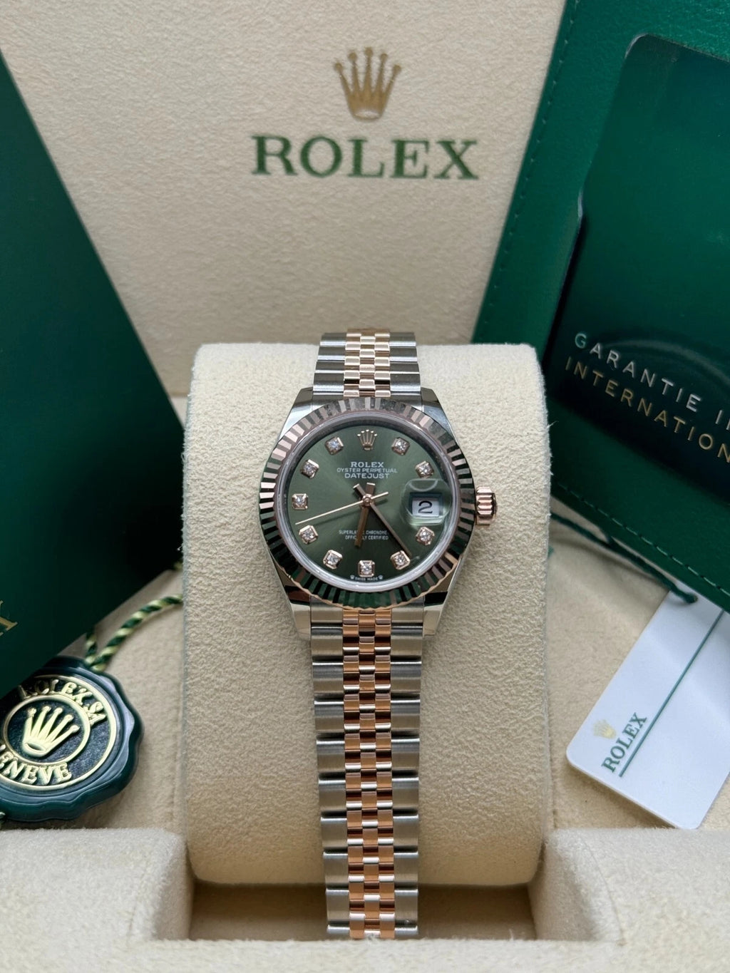 【1:1 Super Clone】 Lady-Datejust 28mm 279171 Green Diamond Oyster Stainless Steel and Rose Gold